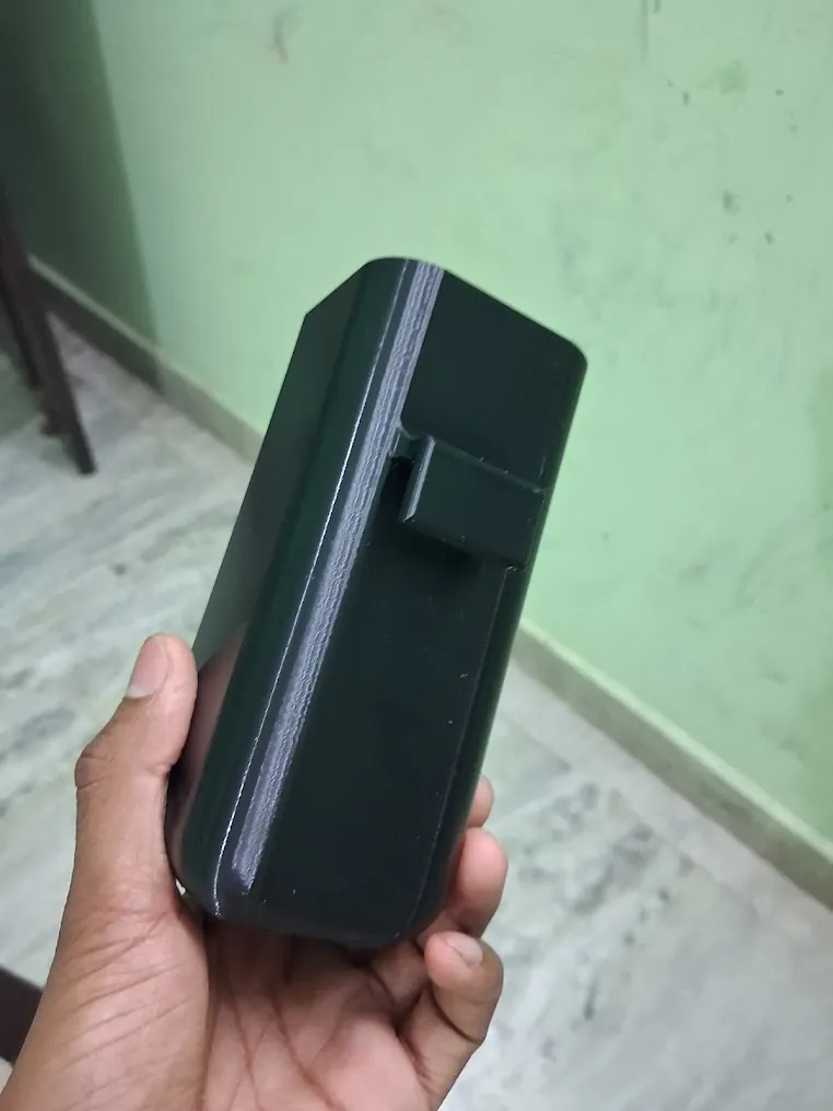 Black 3D printed enclosure with integrated cutouts